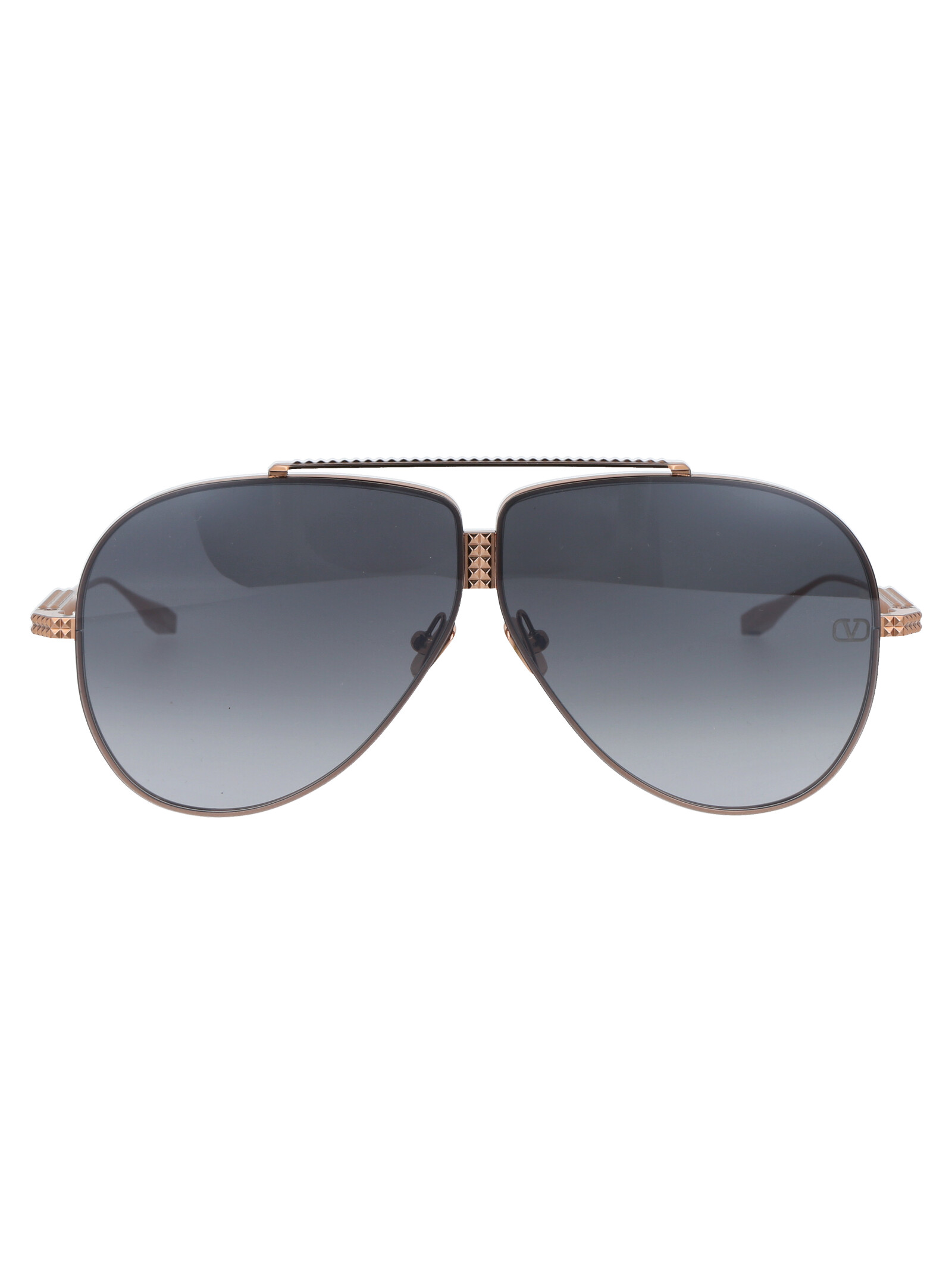 Valentino Garavani Women's Rose Gold W/ Dark Grey Black Flash Mirror Xvi Titanium Sunglasses