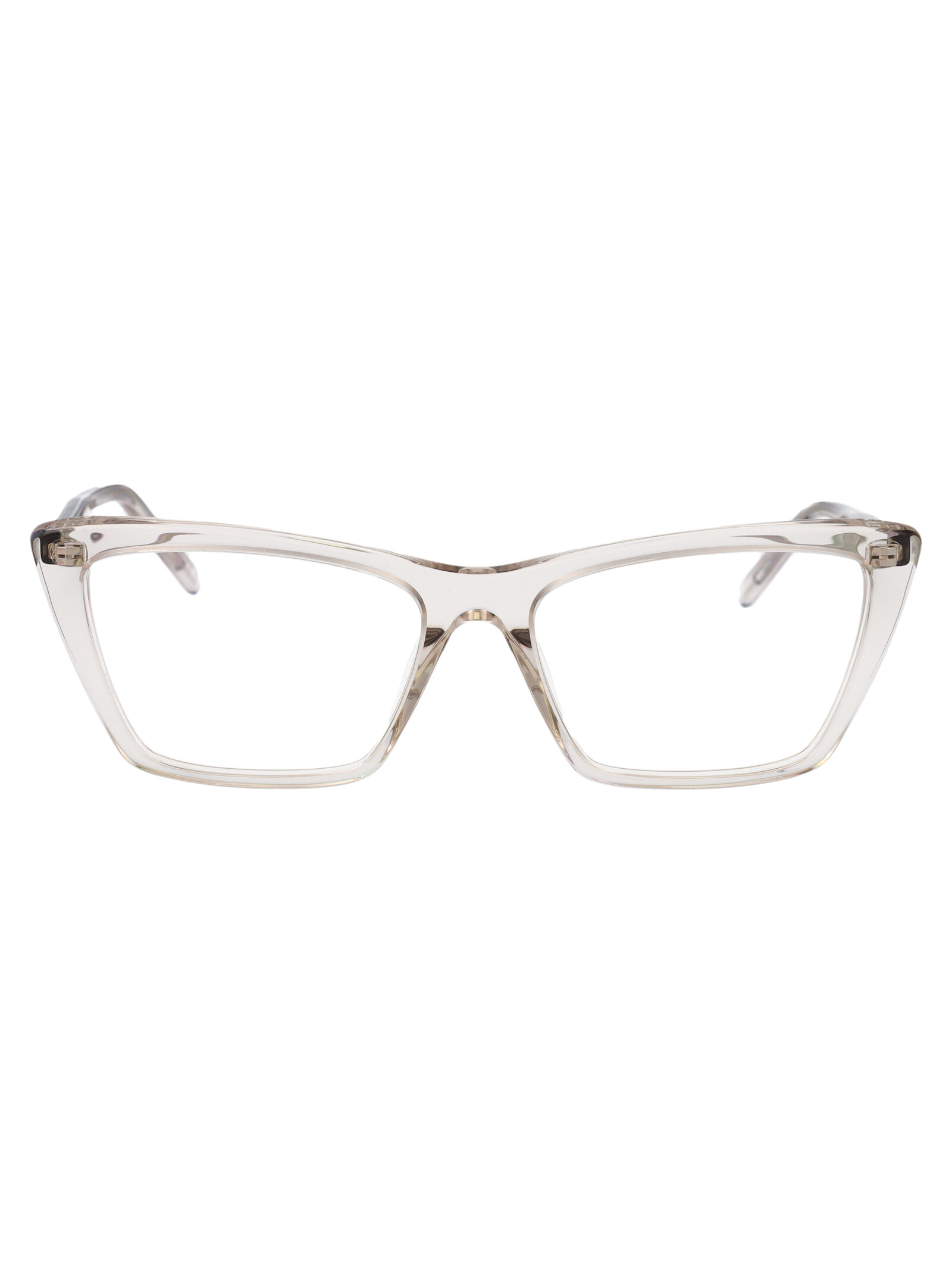Saint Laurent Women's Beige-Beige-Transparent Sl 737 Mica Thin Opt Acetate Optical