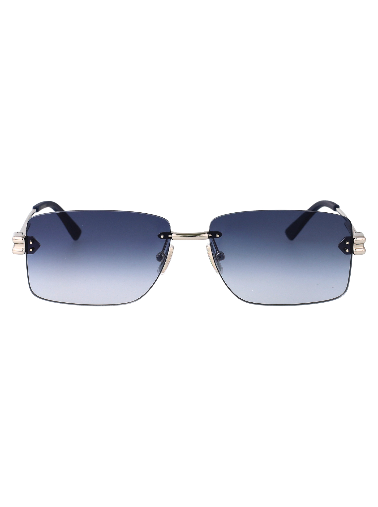 Bottega Veneta Men's Silver-Silver-Blue Bv1126s Metal Sunglasses