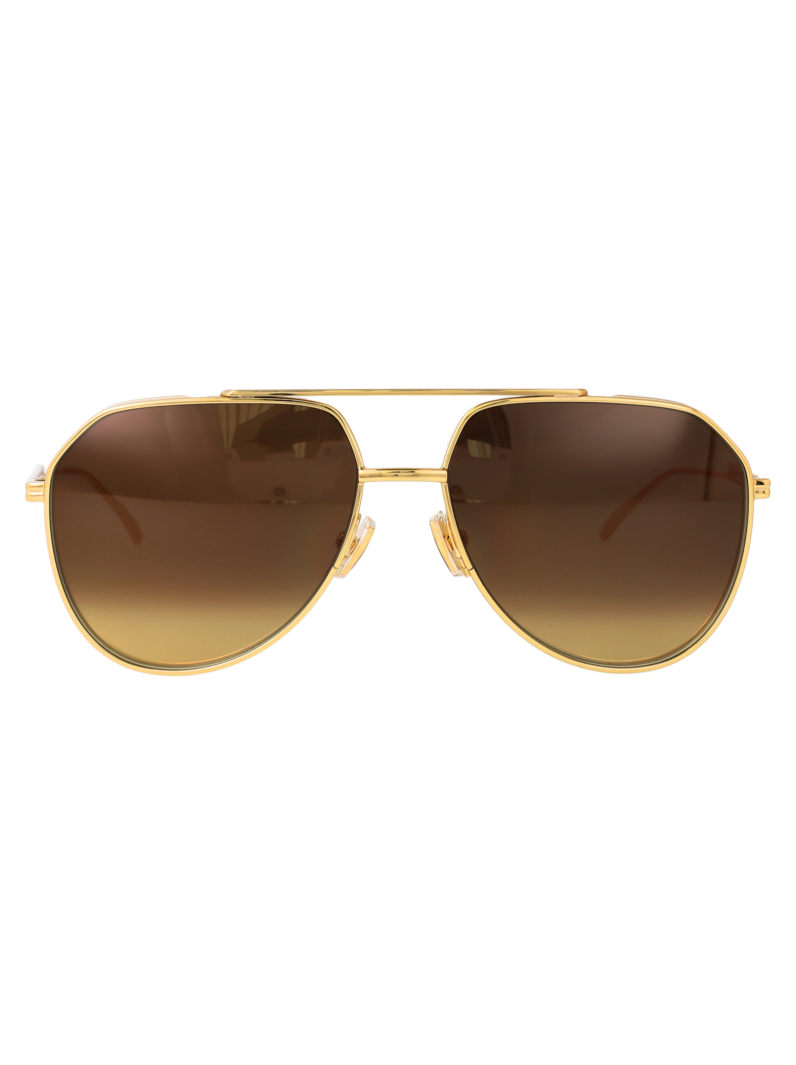 Bottega Veneta Unisex Gold-Gold-Brown Bv1465s Metal Sunglasses